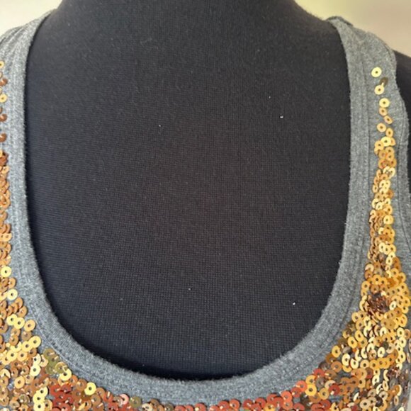 Grey Tank with Gold and Silver Sequin Tank Top 8422 - Picture 5 of 7